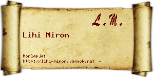 Lihi Miron névjegykártya